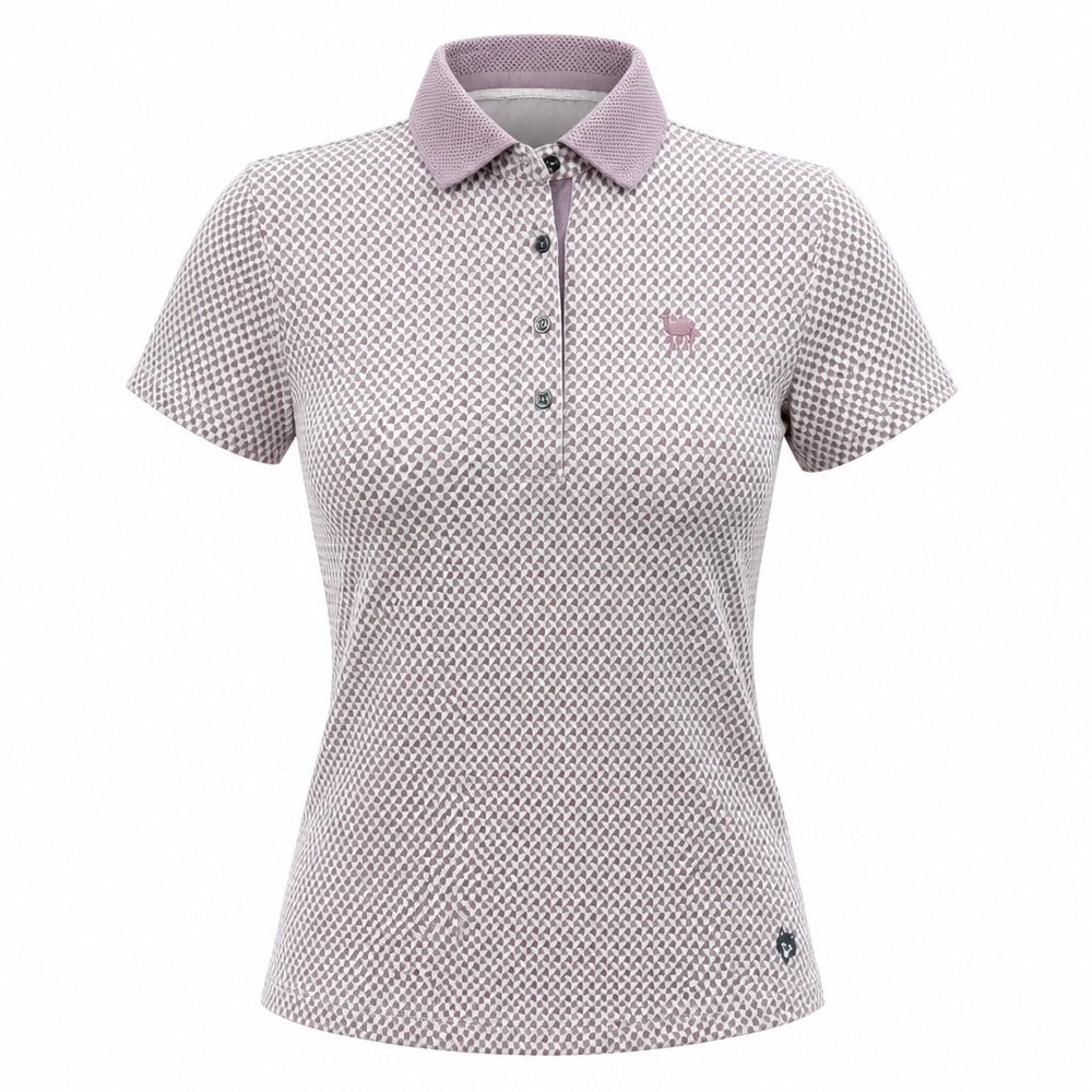 Greyson Clothiers Womens Wolf Whisper Polo Shirt Mauve Geometric Print XS New